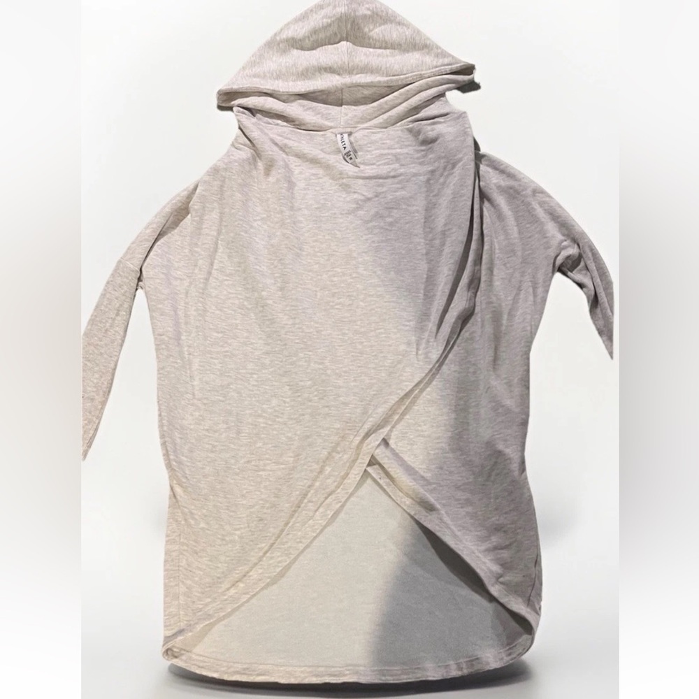 Athleta Purana Wrap Sweatshirt Hoodie Light Gray Heather Long Sleeve XS - Picture 5 of 9